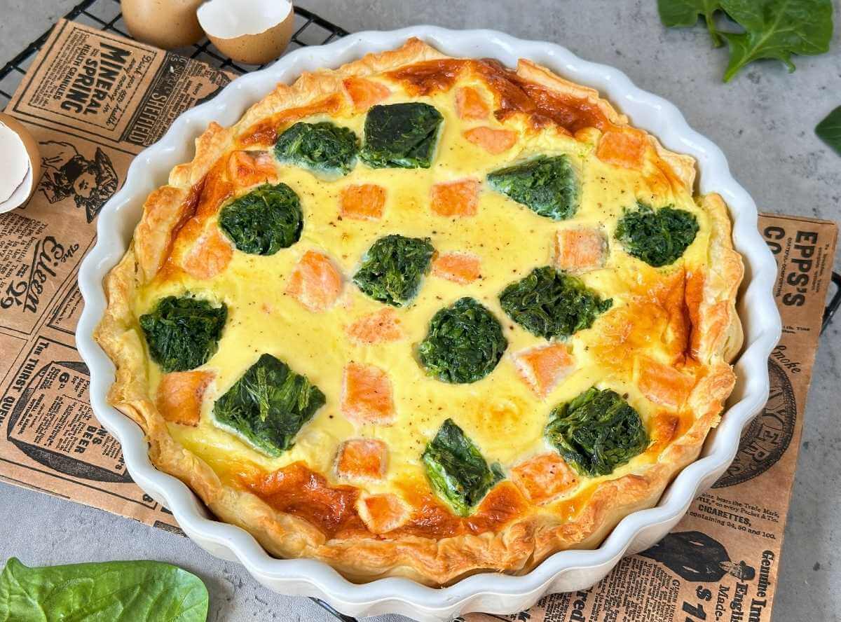 Blätterteig Quiche mit Spinat und Lachs Blätterteig Quiche mit Spinat und Lachs
