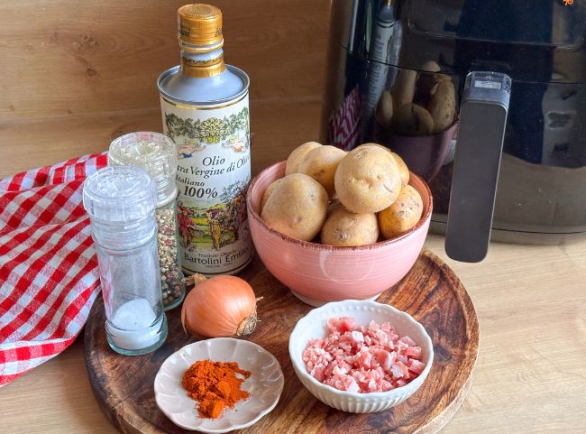 Bratkartoffeln mit Zwiebeln in Hei&szlig;luftfritteuse