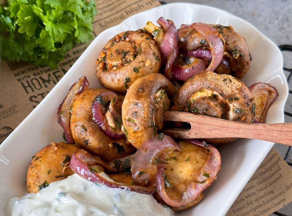 Champignons aus der Heißluftfritteuse
