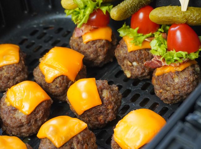 Cheeseburger Hackb&auml;llchen Spie&szlig;e Airfryer