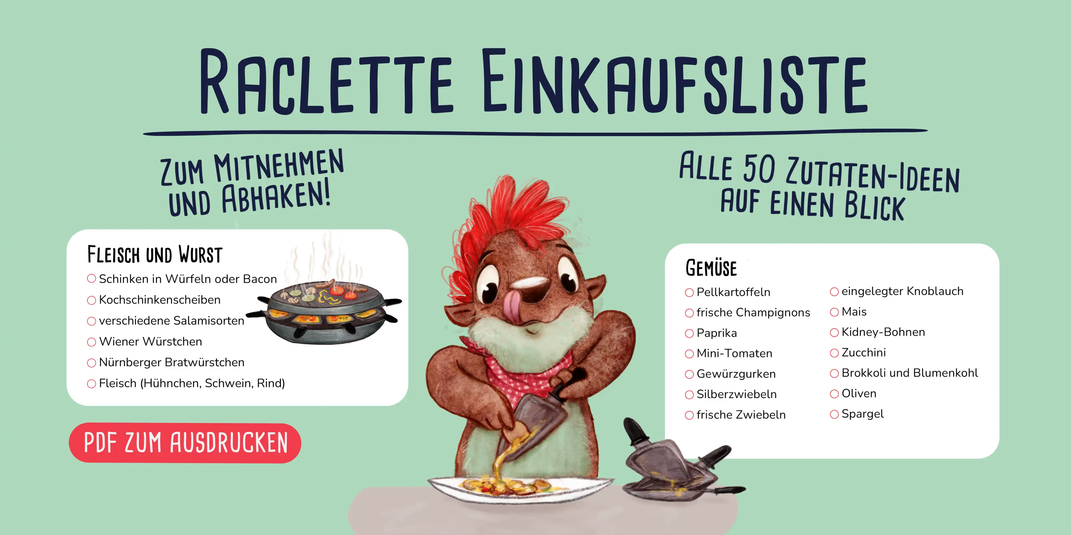 Raclette Zutatenliste Raclette Zutatenliste