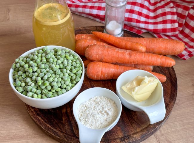 Erbsen und M&ouml;hren Mehlschwitze