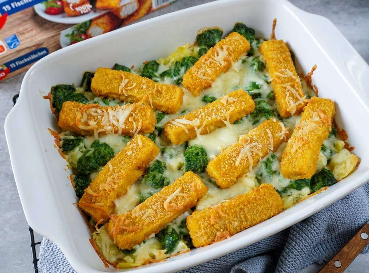 Fischstäbchen-Auflauf – so lecker, dass sogar Matrosen schwach werden