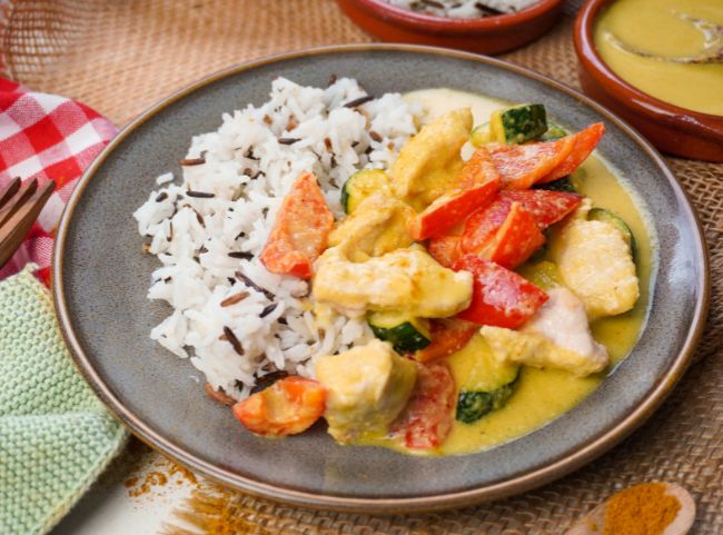 Gem&uuml;se H&auml;hnchen Currysauce Hei&szlig;luftfritteuse