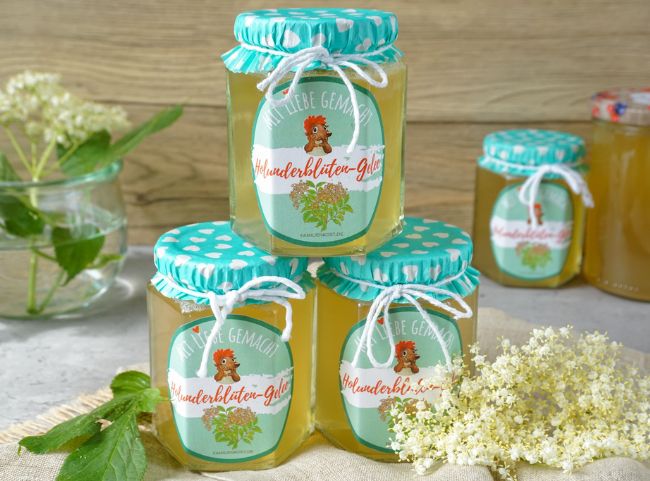 Holunderbl&uuml;tengelee Etikett