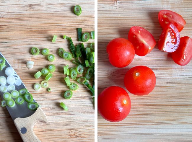 Hüttenkäsetaler vegetarisch Tomate Lauch Hüttenkäsetaler vegetarisch Tomate Lauch