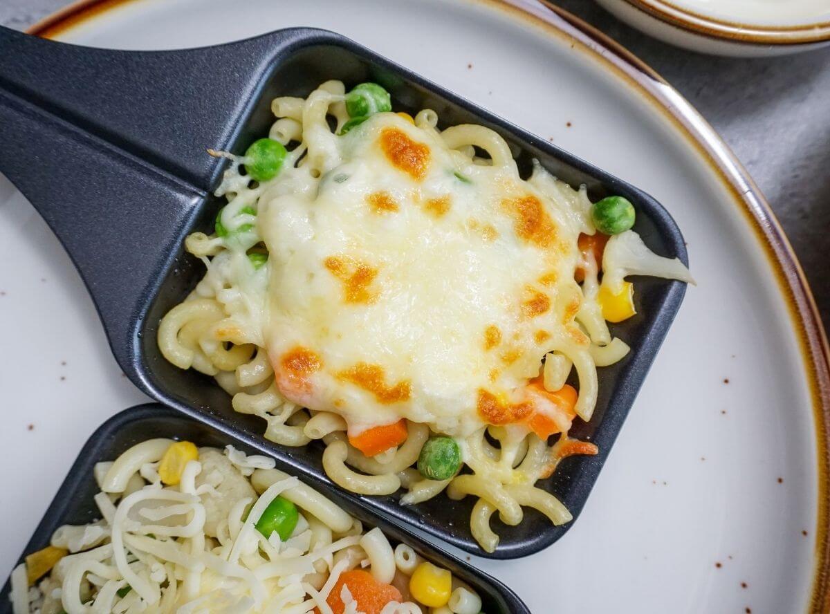 Kinder Raclette Idee mit Buttergemüse & Nudeln