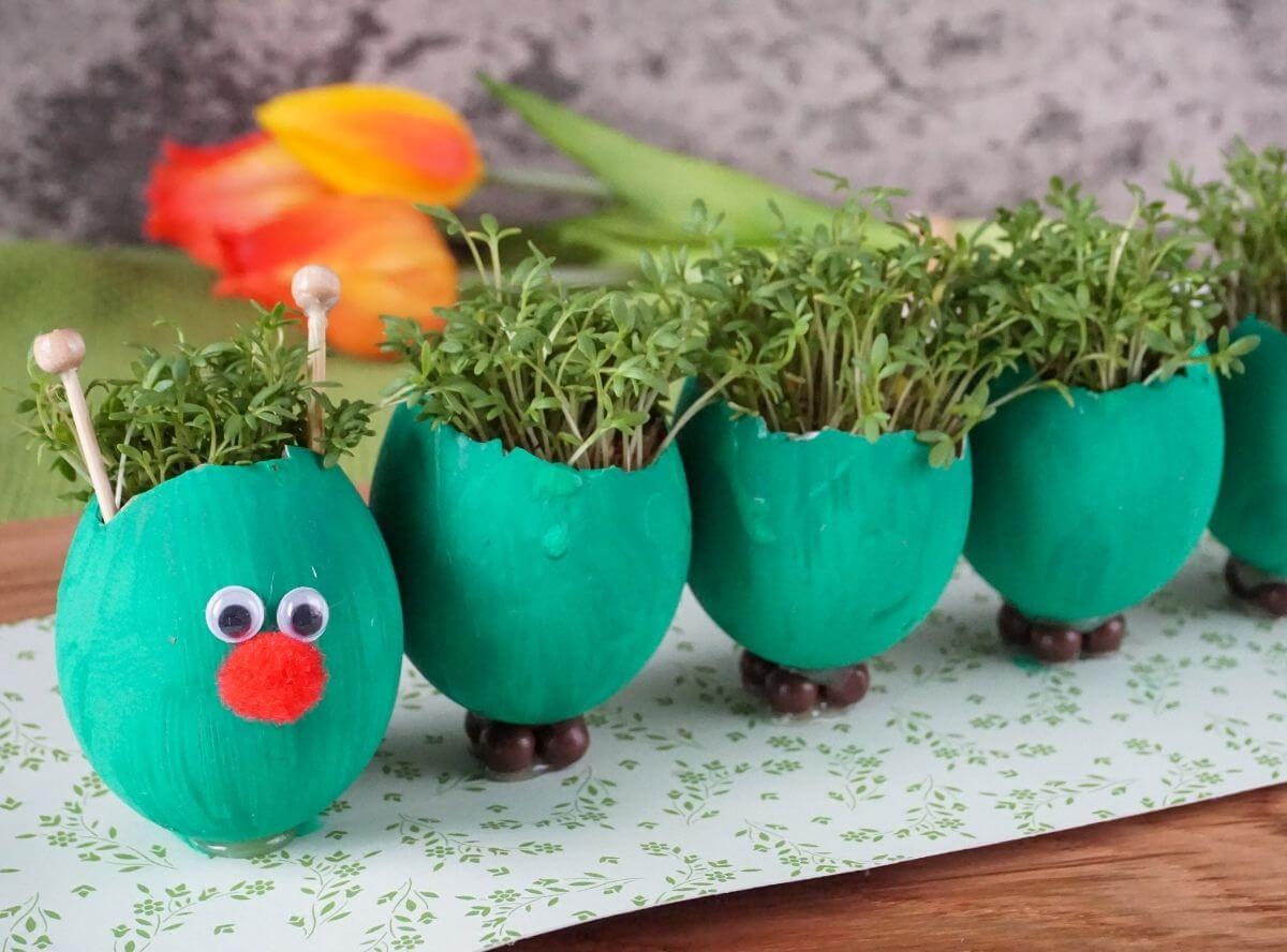 Kresseraupe zu Ostern basteln