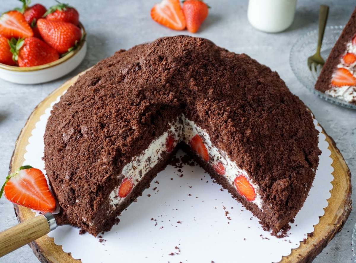 Maulwurfkuchen mit Erdbeeren – einfaches Rezept