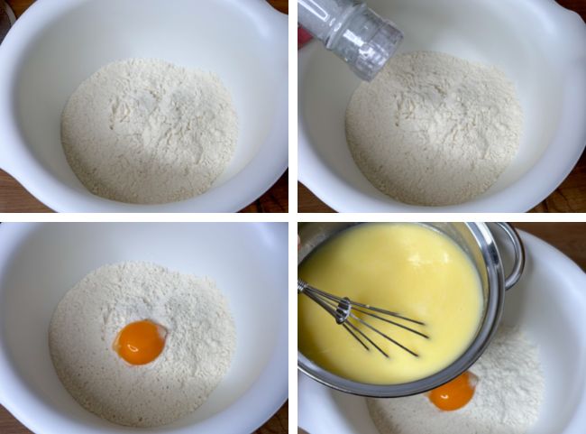 Milchbrötchen - Mehl hinzufügen Milchbrötchen - Mehl hinzufügen
