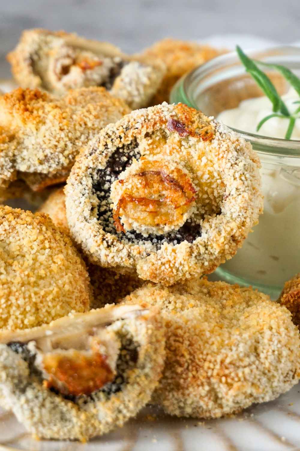 panierte Champignons aus der Hei&szlig;luftfritteuse