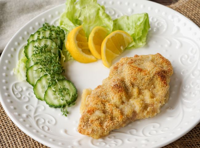 panierte Schnitzel aus dem Backofen