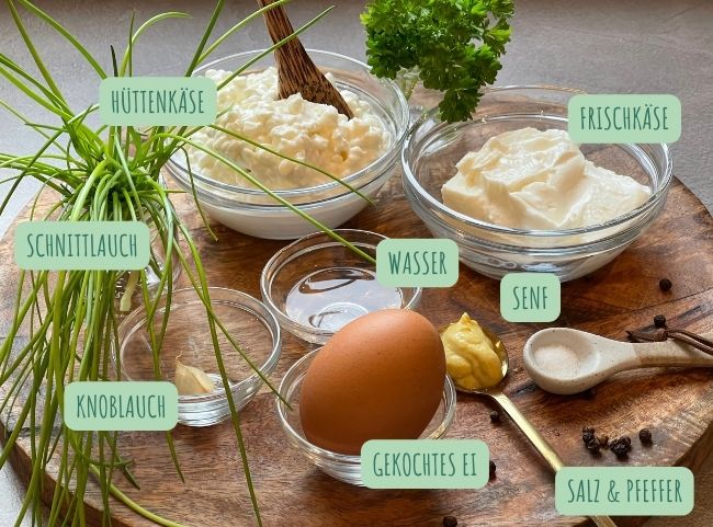 Protein Dip H&uuml;ttenk&auml;se Zutaten