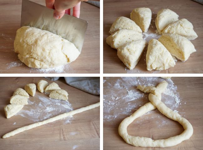 Martinsbrezel Teig teilen Martinsbrezel Teig teilen