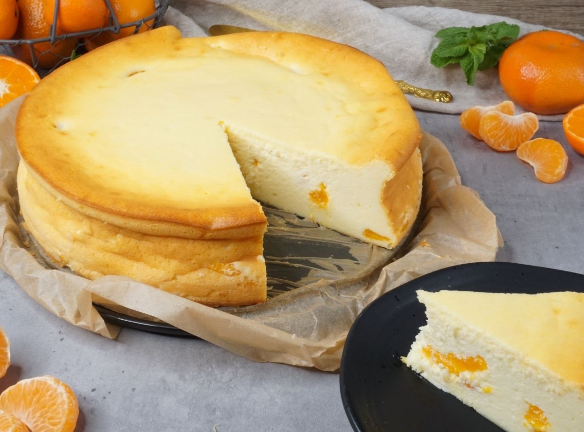 Käsekuchen mit Mandarinen ohne Boden – so cremig