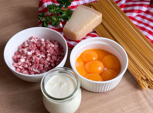 Spaghetti Carbonara mit Sahne Zutaten