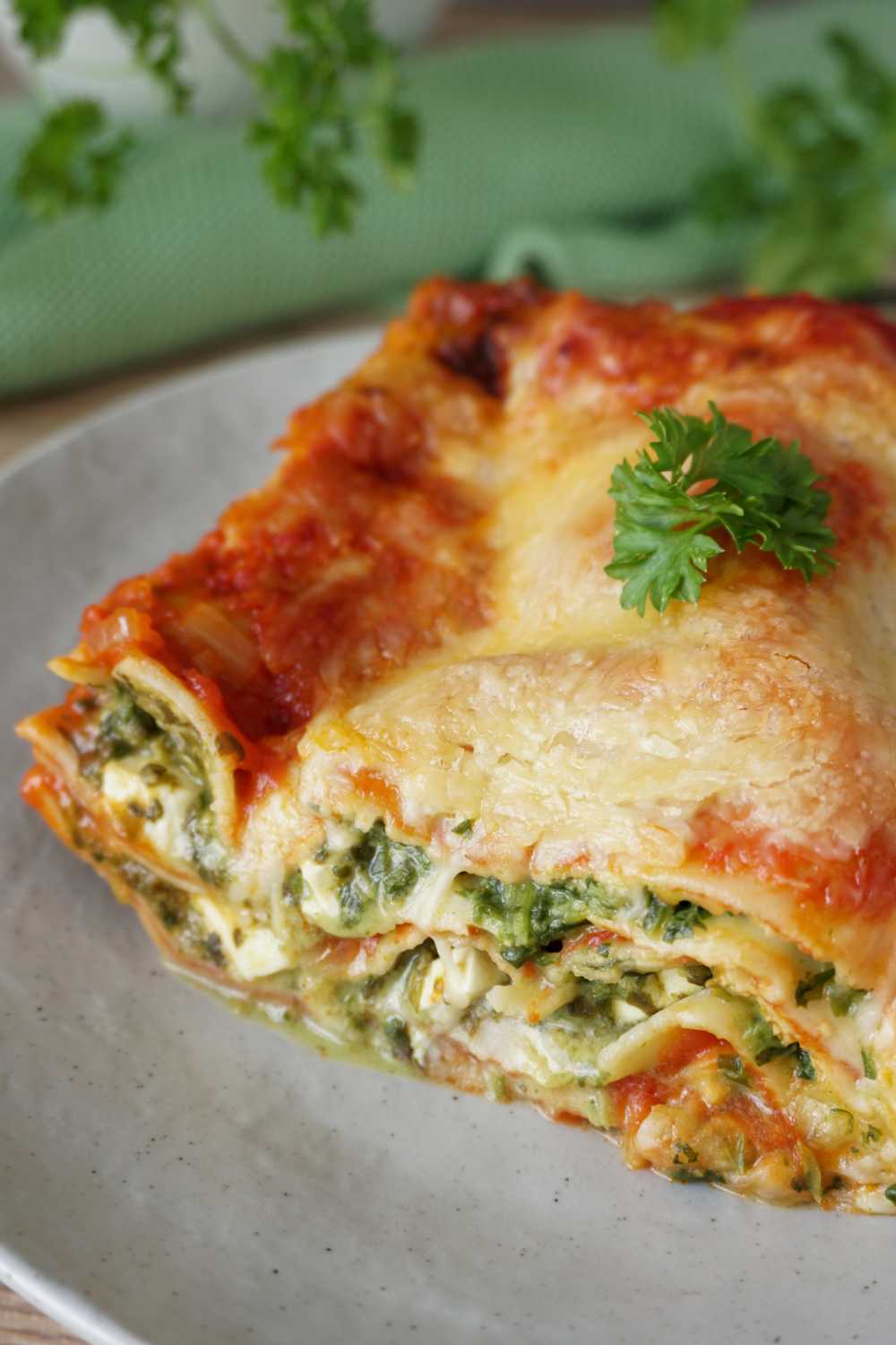 Spinatlasagne mit Feta und Tomaten Spinatlasagne mit Feta und Tomaten