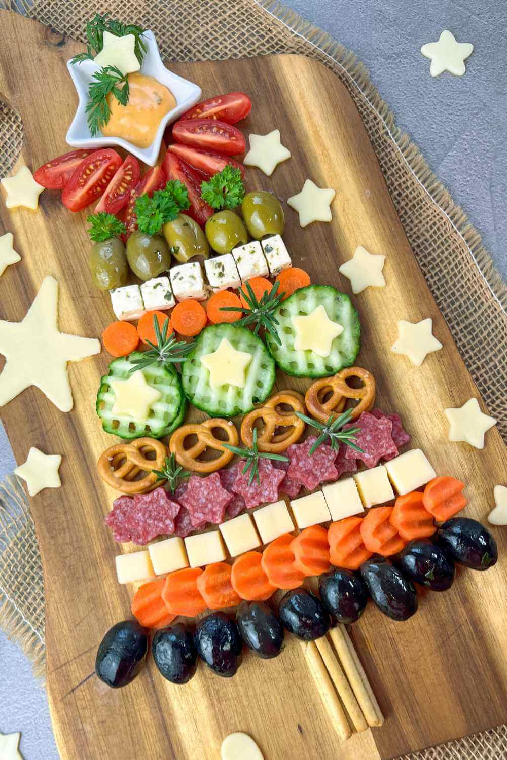 Tannenbaum Snackplatte zu Weihnachten