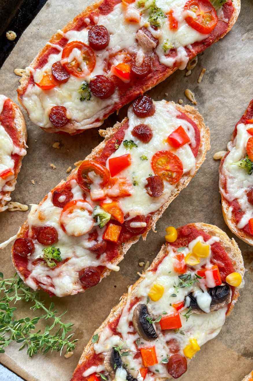 &Uuml;berbackene Pizza Baguette selber machen
